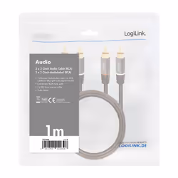 LogiLink CA1202 cavo audio 1 m 2 x RCA Nero - Vista aggiuntiva 4