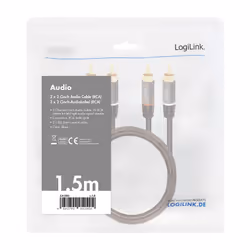 LogiLink CA1203 cavo audio 1,5 m 2 x RCA Nero - Vista aggiuntiva 4