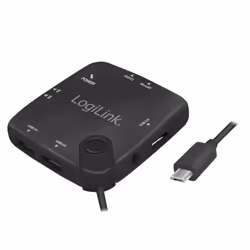LogiLink UA0345, USB 2.0 Micro-B, USB 2.0, MS Duo, MS Micro (M2), MS PRO, MicroSD (TransFlash), SD, SDHC, 480 Mbit/s, Nero, 6 ...