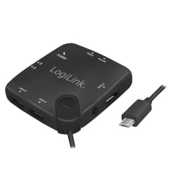 LogiLink UA0345 hub di interfaccia USB 2.0 Micro-B 480 Mbit/s Nero