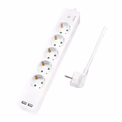 LogiLink LPS249U, 1,5 m, Interno, IP20, Bianco, 5 presa(e) AC, 250 V