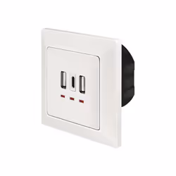 LogiLink PA0254, 2 x USB A + 1 x USB C, Bianco, 230 V, 50 Hz, 5 V, 3 A
