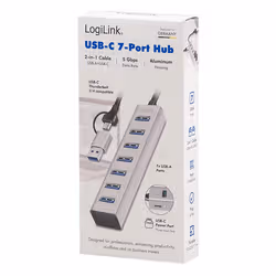 LogiLink UA0441 hub di interfaccia USB 3.2 Gen 1 (3.1 Gen 1) Type-A + Type-C 5000 Mbit/s Grigio - Vista aggiuntiva 3