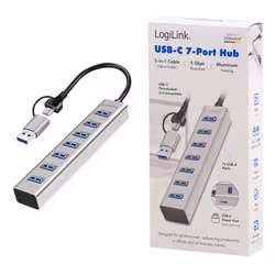 LogiLink UA0441 hub di interfaccia USB 3.2 Gen 1 (3.1 Gen 1) Type-A + Type-C 5000 Mbit/s Grigio - Vista aggiuntiva 4