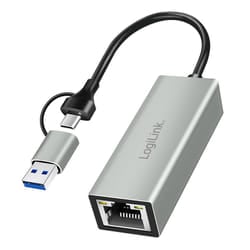 LogiLink UA0238B adattatore per inversione del genere dei cavi RJ45 USB Type-C/Type-A Grigio