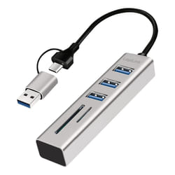 LogiLink UA0445 hub di interfaccia USB 3.2 Gen 1 (3.1 Gen 1) Type-A + Type-C 5000 Mbit/s Grigio