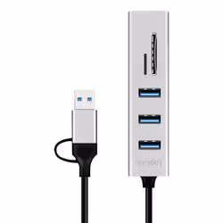 LogiLink UA0445 hub di interfaccia USB 3.2 Gen 1 (3.1 Gen 1) Type-A + Type-C 5000 Mbit/s Grigio - Vista aggiuntiva 2