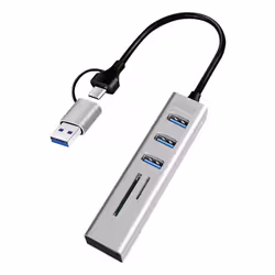 LogiLink UA0445 hub di interfaccia USB 3.2 Gen 1 (3.1 Gen 1) Type-A + Type-C 5000 Mbit/s Grigio - Vista aggiuntiva 3