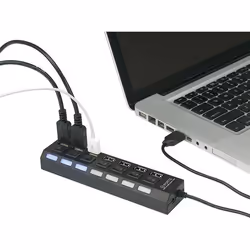 Renkforce RF-4847589 hub di interfaccia USB 2.0 480 Mbit/s Nero