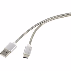 Renkforce RF-4888671, 1 m, USB A, USB C, USB 2.0, 0,48 Gbit/s, Acciaio inox