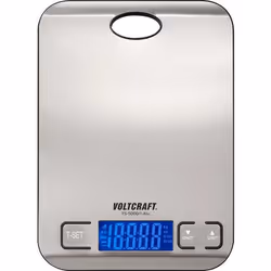 VOLTCRAFT TS-5000/1-ALU bilancia da cucina Acciaio inox Superficie piana Rettangolo Bilancia da cucina elettronica