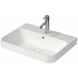 Duravit Happy D.2 Plus - Lavabo da appoggio, 60x46 cm, con 1 foro per miscelatore, bianco alpino 2360600000