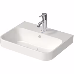 Lavabo a parete Duravit Happy D.2 Plus, 500x400 mm, lucidato, con troppopieno, con panca con foro per rubinetto 1 foro per il ...