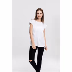 Urban Classics Ladies Extended Shoulder Tee, Maglietta, Adulto, Femmina, Bianco, Monocromatico, S