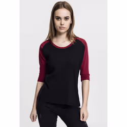 Urban Classics Ladies 3/4 Contrast Raglan Tee, Maglietta, Adulto, Femmina, Nero, Rosso, Monocromatico, S