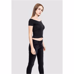 Urban Classics TB1500 Parte superiore (abbigliamento) Scollatura a ballerina Manica corta Cotone, Elastan - Vista aggiuntiva 6