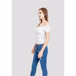 Urban Classics TB1500 Parte superiore (abbigliamento) Scollatura a ballerina Manica corta Cotone, Elastan - Vista aggiuntiva 4