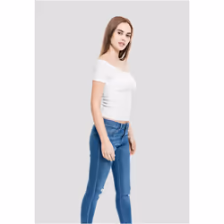 Urban Classics TB1500 Parte superiore (abbigliamento) Scollatura a ballerina Manica corta Cotone, Elastan - Vista aggiuntiva 6