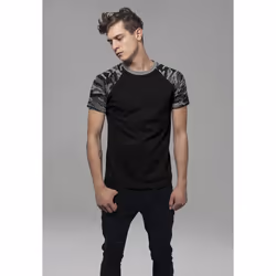 Urban Classics Raglan Contrast Tee, Maglietta, Adulto, Maschio, Nero, Cachi, Monocromatico, XXL