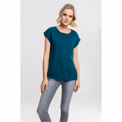 Urban Classics Ladies Extended Shoulder Tee, Maglietta, Adulto, Femmina, Verde, Monocromatico, S