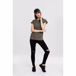 Urban Classics Ladies Extended Shoulder Tee Maglietta Girocollo Manica corta Cotone, Maglia - Vista aggiuntiva 5