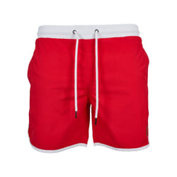 Urban Classics Herren Schwimmshirt Retro Swimshorts, Rot (Firered/White 01314), Large Maschio Rosso, Bianco
