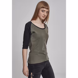 Urban Classics Ladies 3/4 Contrast Raglan Tee Maglietta Girocollo Manica a 3/4 Cotone - Vista aggiuntiva 6