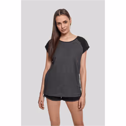 Urban Classics Ladies Contrast Raglan Tee, Maglietta, Adulto, Femmina, Nero, Grigio, Monocromatico, 5XL