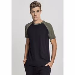 Urban Classics Raglan Contrast Tee, Maglietta, Adulto, Maschio, Nero, Oliva, Monocromatico, XXL
