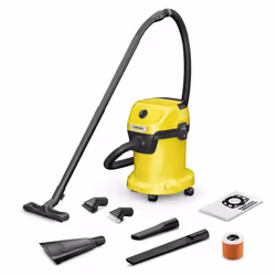 Kärcher WD 3 V-17/6/20 CAR, 1000 W, Secco e bagnato, Sacchetto per la polvere, HEPA, Giallo