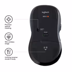 Logitech M510 mouse RF Wireless Laser - Vista aggiuntiva 6