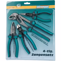 Set di pinze da 4 pezzi. Manico antiscivolo. Tutte le pinze sono costitutite di acciaio di alta qualità, nero lucidato a spec ...