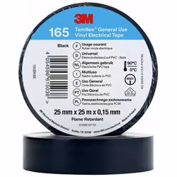 3M Temflex Nastro isolante in vinile 165, Nero, 25 mm x 25 m Informazioni su questo articolo Buona resistenza all'abrasione,  ...