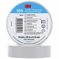 3M Temflex Nastro isolante in vinile 165, Bianco, 19 mm x 25 m Informazioni su questo articolo Buona resistenza all'abrasione ...