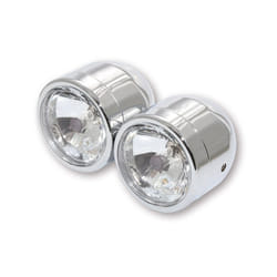 SHIN YO Set con 2 fari cromati, fascio alto - fascio immerso E-gepr., argento