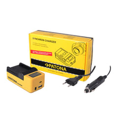 PATONA 4646 Caricabatterie per dispositivi mobili Fotocamera Nero, Giallo AC, Accendisigari Auto, Interno