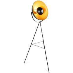 Nova - Jago® Lampada da Terra con Treppiede - E27, Altezza 130-139 cm, Girevole, led, Paralume Nero Dorato, Vintage - Lampada da Pavimento, per