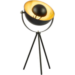 Nova - Jago® Lampada da Tavolo Treppiede - E27, Max. 60 w oppure led, Girevole, Paralume Nero Dorato, Vintage - Lampada da Lettura, da Tavolino, per