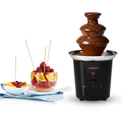 Nova - Jago® Fontana di Cioccolato 60 w - a 3 Piani, Capacità 400g, Altezza 24,5 cm, in Acciaio Inossidabile, Lavabile in Lavastoviglie, Nero