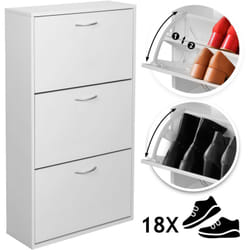 Nova - miadomodo® Scarpiera - con 3 Ante a Ribalta, 60 x 22 x 105 cm, per Massimo di 18 Paia di Scarpe, con Divisore, in mdf, Bianco - Mobile