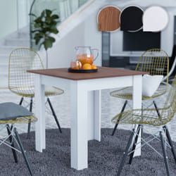 Nova - miadomodo® Tavolo da Pranzo Quadrato - 80 x 80 x 76,5 cm, da 4 Persone, in Legno mdf, Bianco con Piano Noce, Moderno - Tavolo da Cucina,
