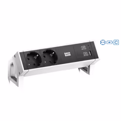 Bachmann Desk 2, Interno, Tipo F, Nero, Bianco, 2 presa(e) AC, 1 pz