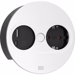 Bachmann 946.204, Type F + USB A + USB C, Desktop incorporato, 4 cm, Acciaio inox, Metallo, Plastica, IP20