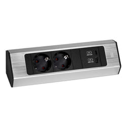 Bachmann CASIA 2 presa energia Type F + USB A + USB C Nero, Argento, Acciaio inox