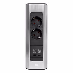 Bachmann CASIA 2 presa energia Type F + USB A + USB C Nero, Argento, Acciaio inox