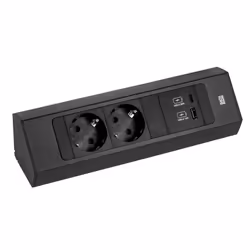 Bachmann CASIA 2, Type F + USB A + USB C, CEE 7/3, 2P, Viti, Scrivania/Parete, Nero