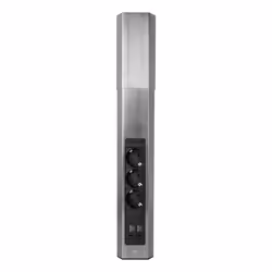 Bachmann CASIA 2, Type F + USB A + USB C, CEE 7/3, 2P, Viti, Scrivania/Parete, Argento