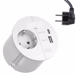 Bachmann Loop in Charge, Type E + USB A + USB C, CEE 7/3, 2P, Viti, Da Incasso, Bianco