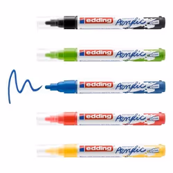 Edding Acrylic 5100 Oro, Blu metallizzato, Verde metallizato, Rosa metallizzato, Argento 5 pz - Vista aggiuntiva 2