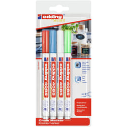 Edding 4085 Basic Set evidenziatore in gesso Capocorda Blu, Verde, Rosso, Bianco 4 pz